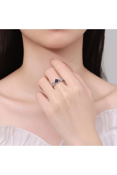 delis Inel Argint 925, Jw1353, Model Elegant Cu Piatra Albastra, Placat Cu Rodiu