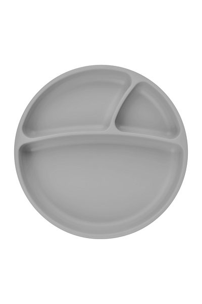 OiOi Gray Silicone Portion Plate - Vacuum Base