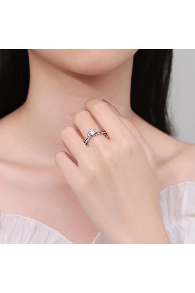 delis Inel Argint 925, Jw1309, Model Elegant Cu Piatra, Placat Cu Rodiu