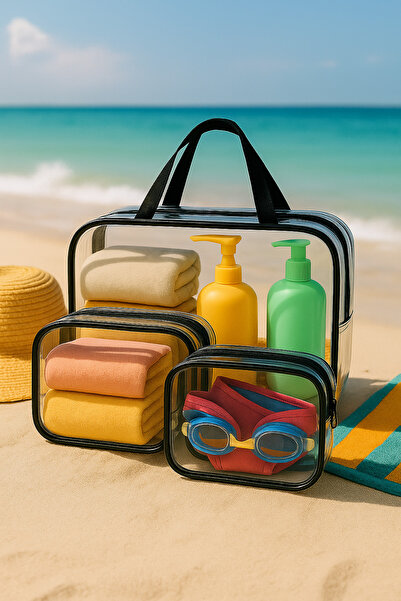 Arnee Large Size Transparent Beach Bag Set of 3 Wet Bikini Bags