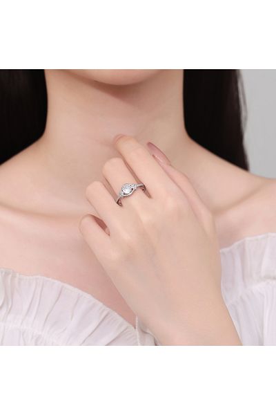 delis Inel Argint 925, Jw1331, Model Elegant Cu Piatra Alba, Placat Cu Rodiu