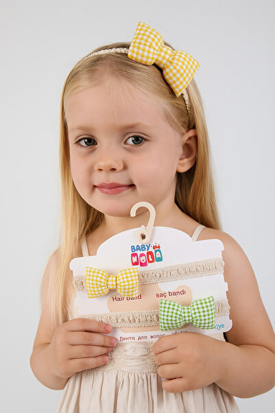 Babyhola Kız Bebek 2'li Saç Bandı Bandana Set Yeşil-sarı 1704