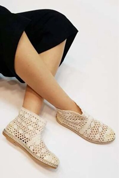 çetin ayakkabı Kadın Zenne Dantel Bot Bej