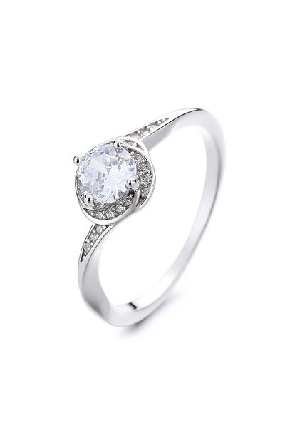 delis Inel Argint 925, Jw1329, Model Elegant Cu Piatra, Placat Cu Rodiu