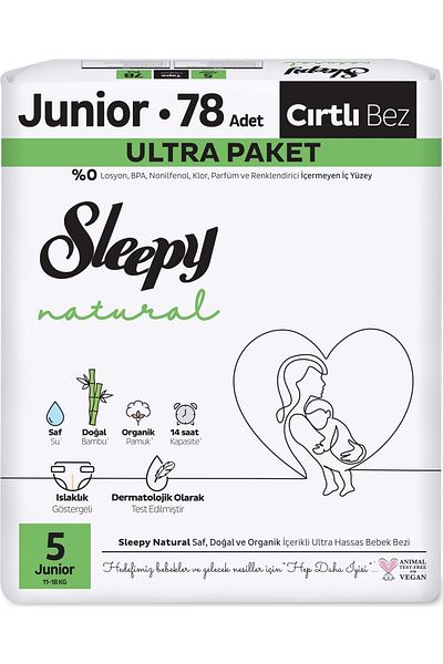Sleepy Baby Diaper Natural Size:5 (11-18kg) Junior 156 Pieces Economic Ultra Pk