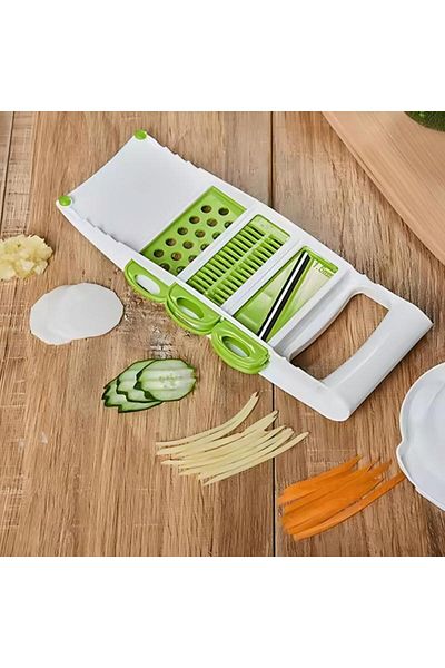 Generic 7-piece Multi-function Hand-cut Vegetable Slicer Green/white