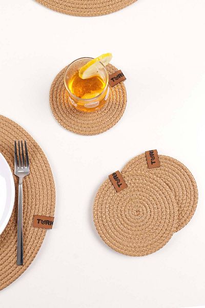 Pikas Decorative Snail Jute Woven Coaster, 6-Piece Coaster