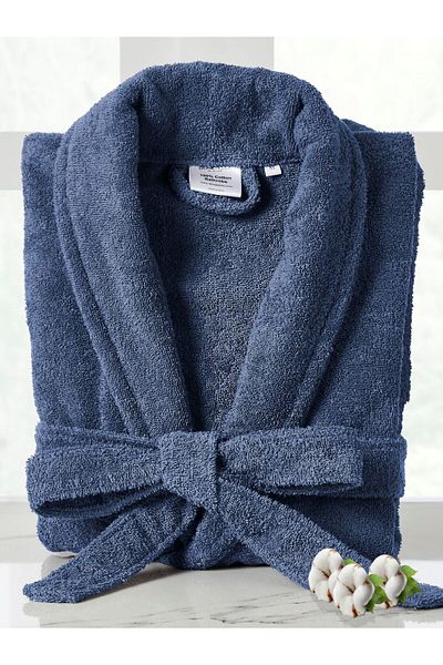 Donetella Unisex 100% Cotton Terry Bathrobe Small & Medium, 400 GSM, Ankle-Length with Shawl Collar & Pockets