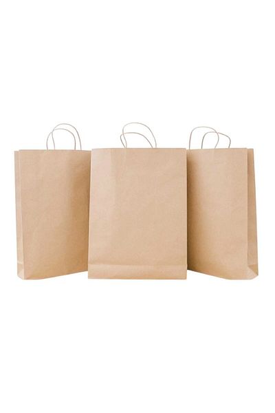 Happyland Kraft Cardboard Bag Medium Size Twist Handle 25 Pieces 25X12X31 cm