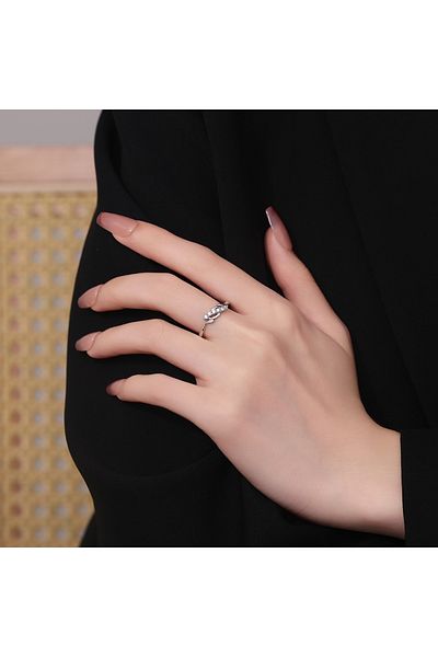 delis Inel Argint 925, Jw1382, Model Frunza, Placat Cu Rodiu