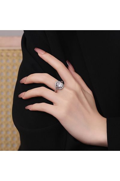 delis Inel Argint 925, Jw1308, Model Elegant Cu Piatra, Placat Cu Rodiu