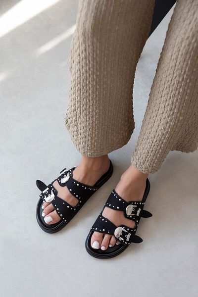 STRASWANS Gavi Women's Drop Detail Daily Comfort Suede Slippers Black
