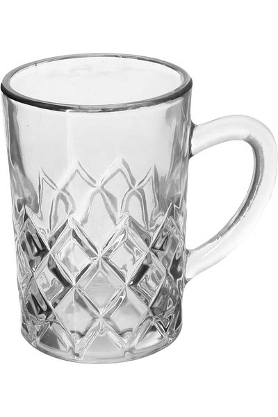 Alsaif Gallery Max Glass tea set, with golden script, 6 pieces - transparent