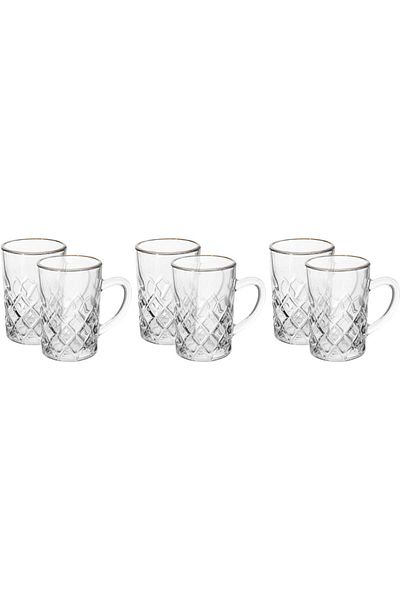 Alsaif Gallery Max Glass tea set, with golden script, 6 pieces - transparent