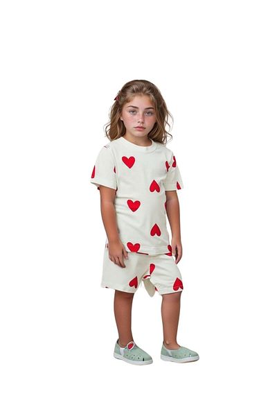 Drop Kids Children's Pajama Set Heart Pattern 100% Cotton