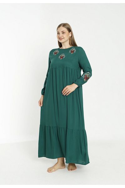 Juliet Deluxe Women's Plus Size Woven Viscose Fabric Long Sleeve Dress 33436