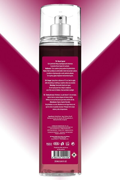 Cosmolive Vücut Spreyi Body Mist | Gold Angel | Vanilla Wood | Kadın | Işıltılı | Nemlendirici | 250 ml