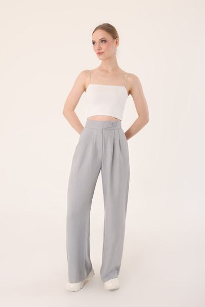 polle Keten Karışımlı Kore Model Palazzo Pantolon