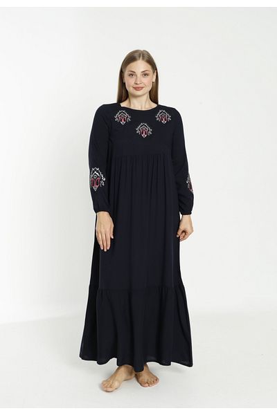 Juliet Deluxe Women's Plus Size Woven Viscose Fabric Long Sleeve Dress 33436