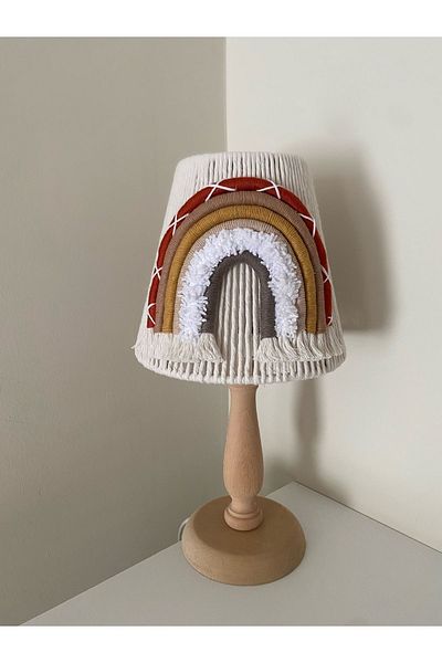Tasarı Sanatı Baby/Kid's Room Special Design Girl-Boy Room Macrame Lampshade (Wooden Foot)