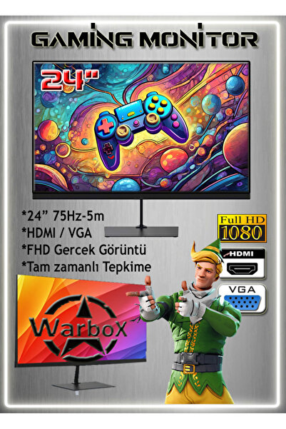 WARBOX Alpagut Ryzen5 3.60ghz Işlemci 16gb Ddr4 Ram 240gb Ssd R7 240 4gb E.kartı 24" Monitör Gaming Pc