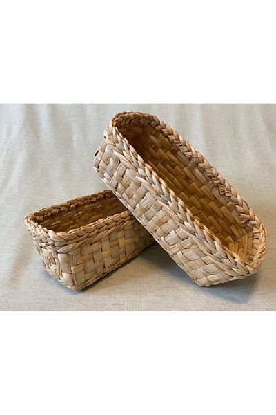 Tasarı Sanatı 2-Piece Wicker Countertop Set - for Bread and Oil Pot, No Hole (25cm X 10cm)