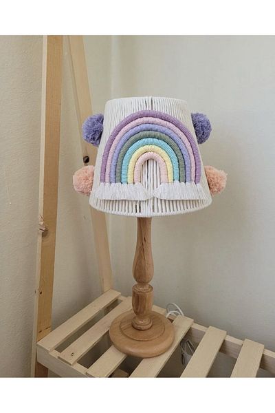 Tasarı Sanatı Baby/Kid's Room Special Design Girl-Boy Room Macrame Lampshade (Wooden Foot)