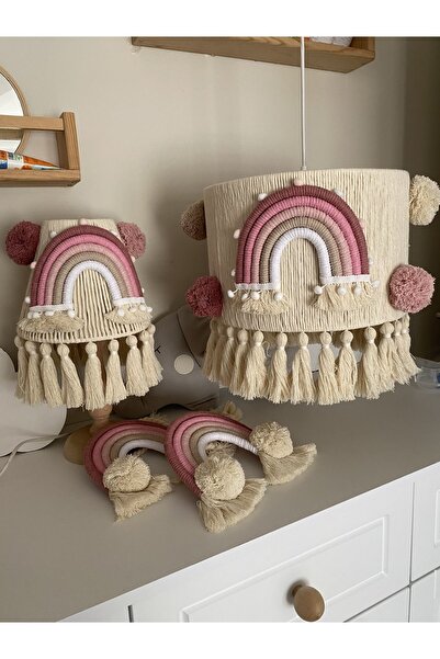 Tasarı Sanatı Bebek Çocuk Odası Özel Tasarım 3lü Avize-Abajur-Perdebağı Set B...