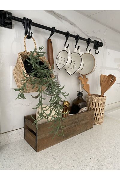 Tasarı Sanatı Σετ 2 Ψάθινο καλάθι και Ψάθινη θήκη για μαχαιροπίρουνα / Διακόσμηση κουζίνας σπιτιού Σετ 2 τεμαχίων