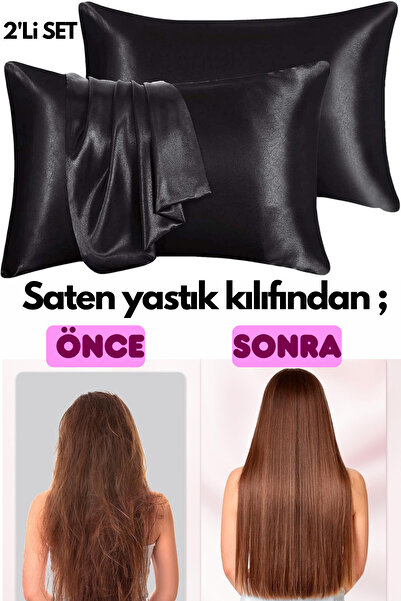 ModaCon Ipek Saten 50x70 Cm Yastık Kılıfı Terletmez Kokusuz Beyaz 2 Adet