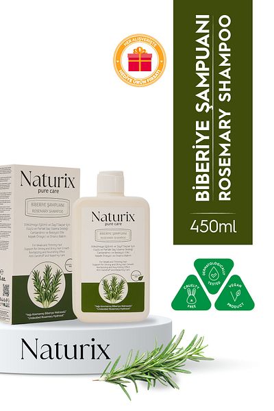Naturix Rosemary Shampoo |   Salt-Free, Anti-Hair Loss and Hair Growth Support Treatment - 450 ml