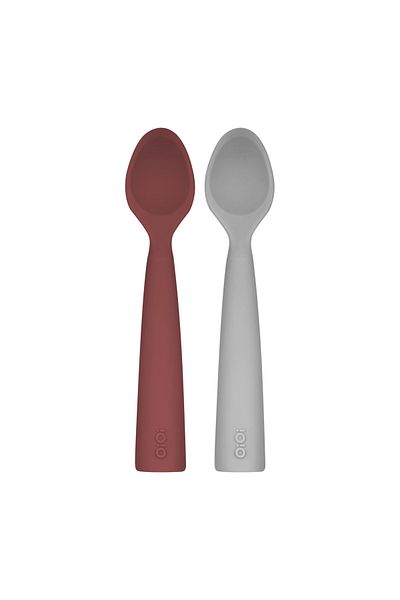 OiOi Silicone Nam Food Spoon 6 Months 2 Li Rose & Gray