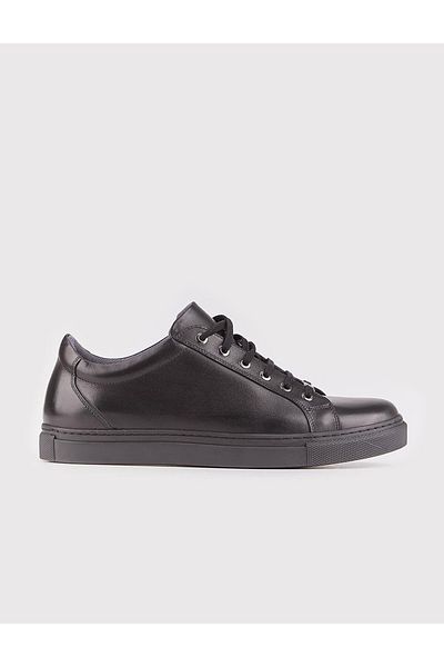 Cabani Real Leather Black Lace-Up Men's Casual Shoes