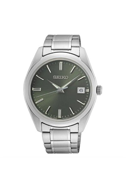 Seiko ساعة يد رجالية SUR527P كوارتز ستيل رمادي أخضر بقطر 40 ملم