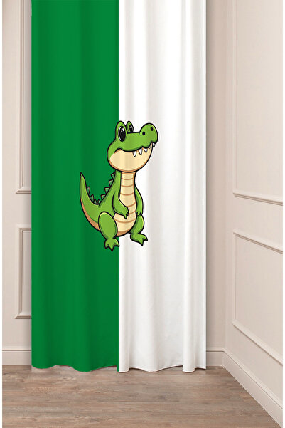 GREENDECOR ستارة خلفية حديثة لغرفة الأطفال بتصميم مخصص على شكل تمساح أبيض وأخ...