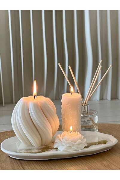 SCA CANDLE Dekoratif Burgu Mum Dalga Mum Krem Açık Renk Luks Mum Tekli Ürün