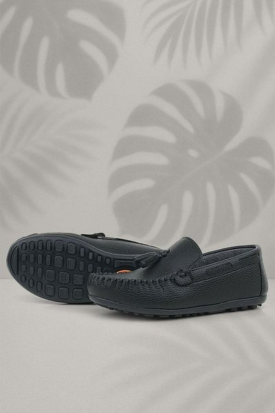 Rakerplus Mocasini pentru baieti din piele neagra