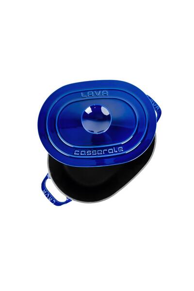 Lava Cast Oval Pot Cast Iron Cover Experience Majolik Series Dimensions 24x33cm.
