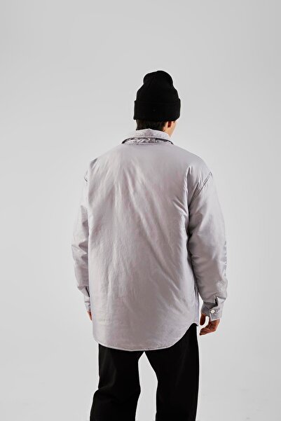 Flaw Wear Gray Shirt Look Coat with Front Pockets