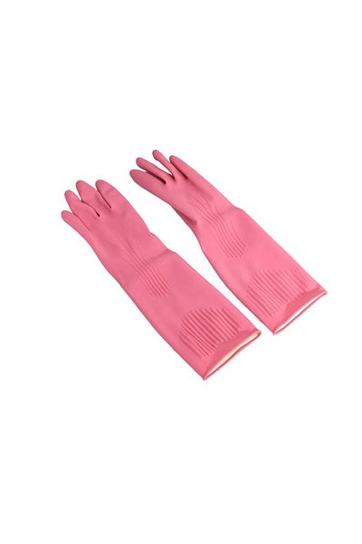 locknlock Pink Rubber Gloves XL (42cm): Non-Slip Grip, Comfortable Fit, Ideal for Household Cleaning