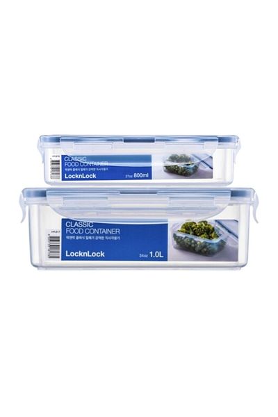 locknlock Classic Airtight Rectangular Containers 800ml + 1L