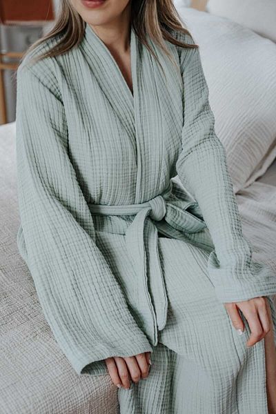 Mia Home&Baby 4 Layer Muslin Kimono - Πράσινο μπουρνούζι/μοτίβο ρόμπα