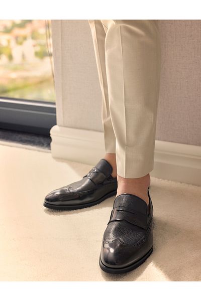 Cabani 100% Genuine Leather Black Men's Classic Shoes