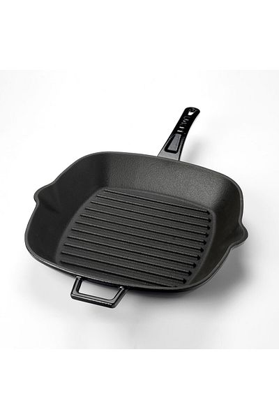 Lava Cast Square Grill Pan Cast Iron Solid Handle Size 26x26cm