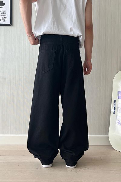 Flaw Wear Black Baggy Style Basic Trousers