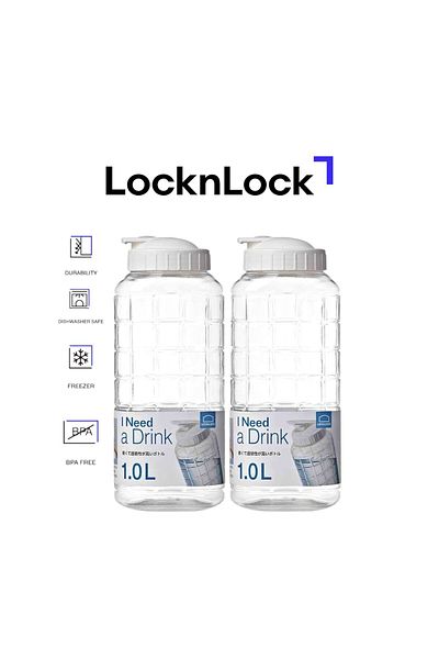 locknlock BPA-Free Chess Water Bottle Set (1 Liter, 2pc) - Stylish & Convenient Hydration Solution