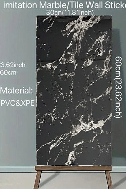 Bien Home 30x60 Cm Siyah Mermer Desenli Kendinden Yapışkanlı Seramik Köpük Ba...