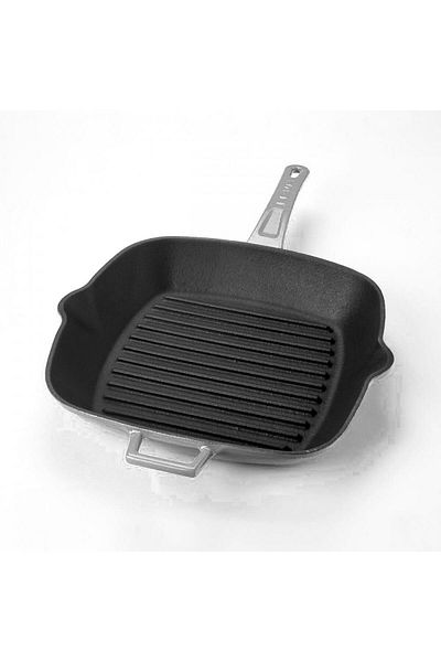 Lava Cast Square Grill Pan Cast Iron Solid Handle Size 26x26cm