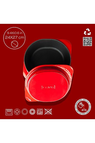 Lava Cast Iron Pot with Solid HandleSize 24x27cm