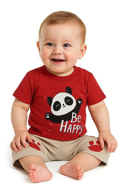Baby Bakkal Panda Printed Double Set